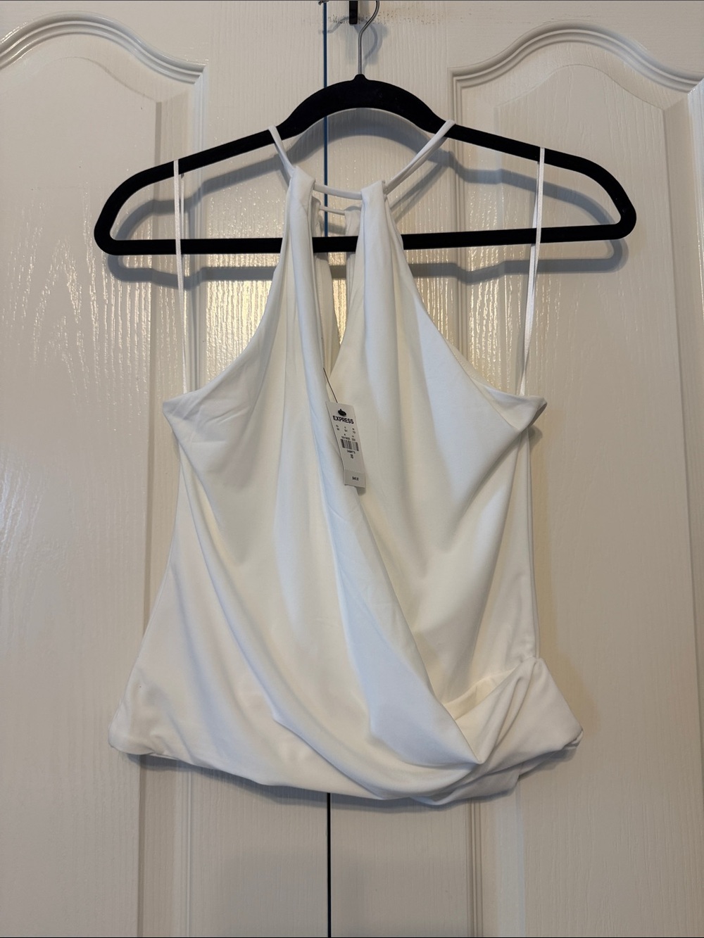 Express White Draped Halter Camisole